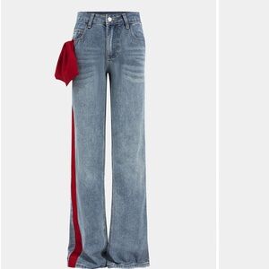 Red side bow denim jeans
